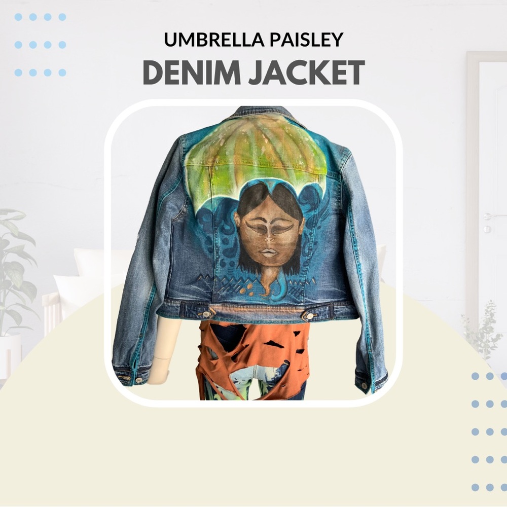Hand-Painted Denim Jacket with Artistic Design